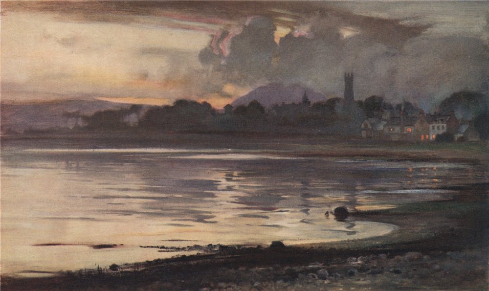 'Row' by John Young-Hunter. Scotland 1907 old antique vintage print picture